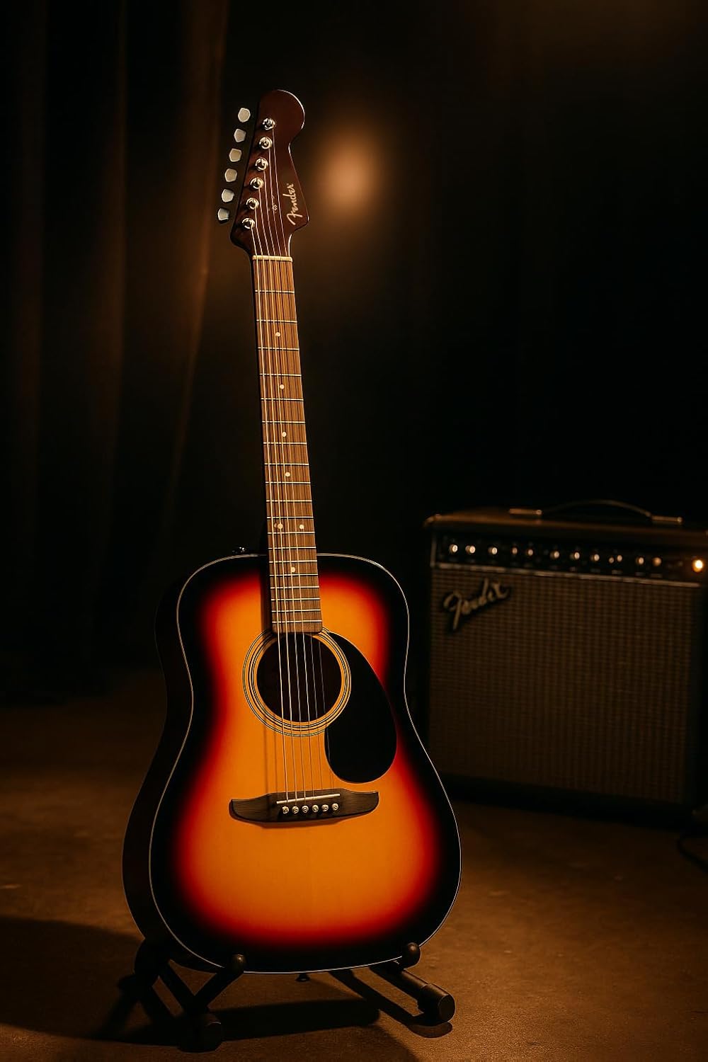 Fender California Standard Redondo Acoustic Guitar - 3-Color Sunburst Bundle with Hard Case, Tuner, Strings, Strap, String Winder, Picks, and Austin Bazaar Instructional DVD
