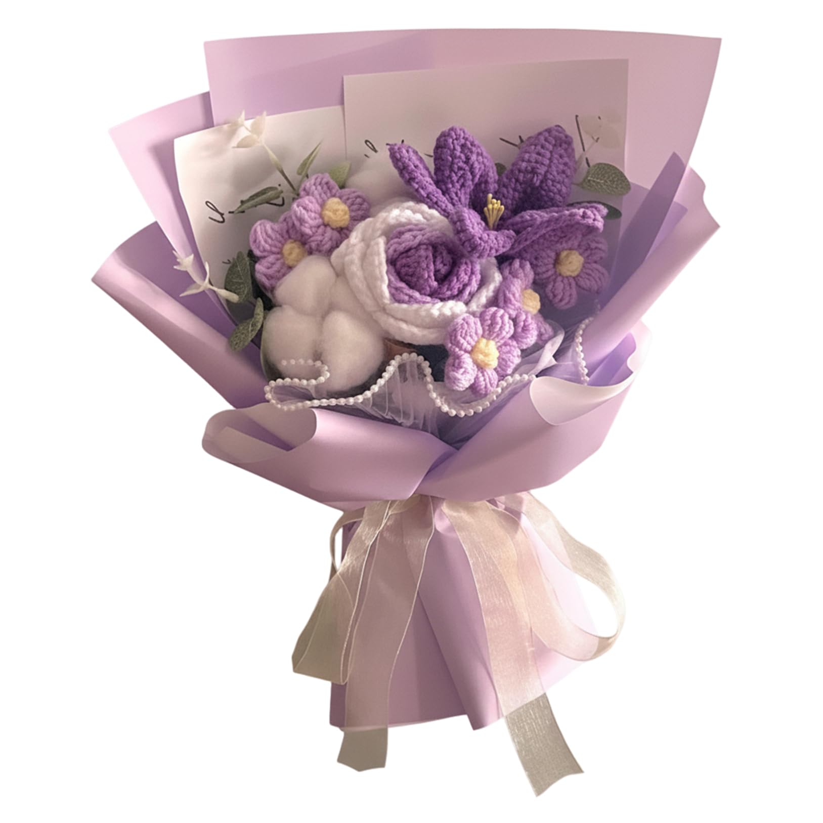 Fleurs au crochet tulipes sans entretien bouquet tricoté hypoallergénique violet