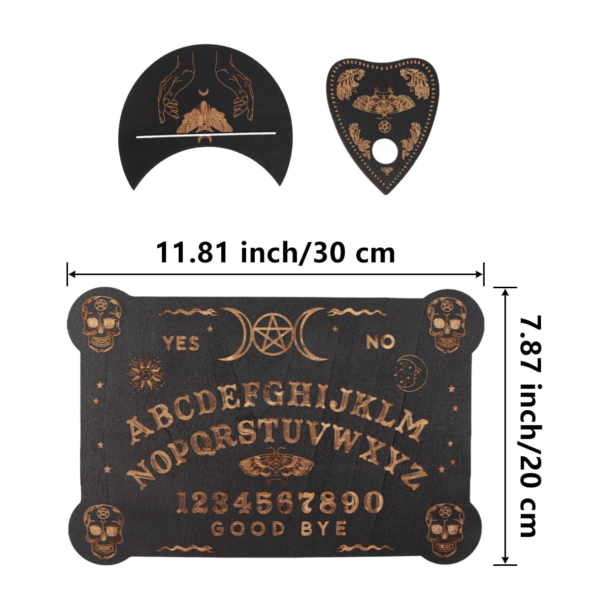 Set Di Tavole Ouija Nere in Legno, Classiche Tavole Parlanti Con Planchette, Tavola Degli Spiriti Con Messaggi Metafisici, Regali Wiccan Per Forniture Di Stregoneria