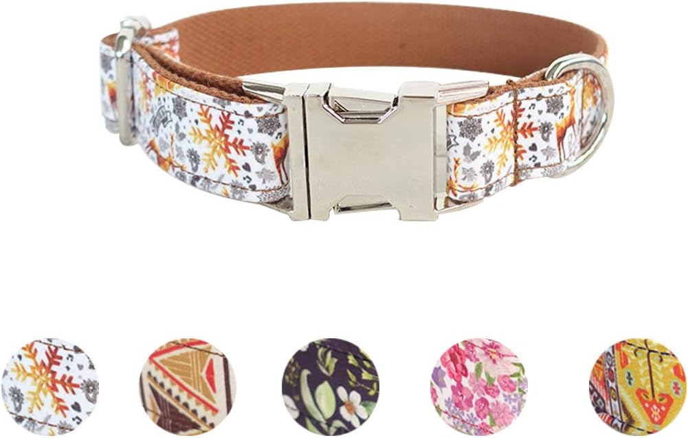 Sawors Pet 5 Patterns Made Well Orange Geometry Print Dog Collar Polyester Regular Personalized Collars and Seatbelts for Dogs