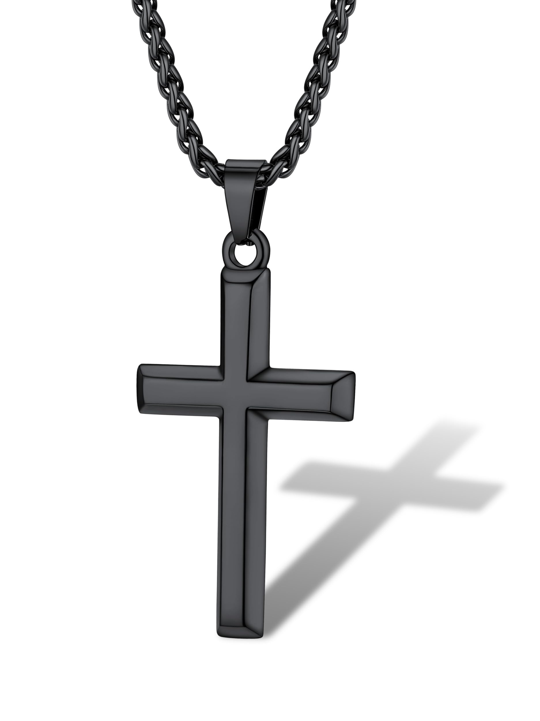 Supcare Cross Necklace for Men Women, Stainless Steel Plain/Bible Cross Pendant Necklaces Gold/Black, Adjustable Sturdy Chain 22+2Inches - With Gift BoxRecycled Claim Standard Blended