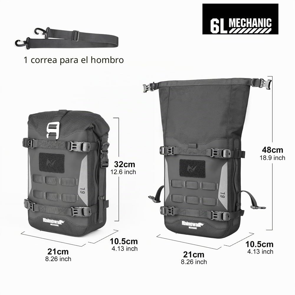 Rhinowalk Bolsa para parachoques delantero y lateral, bolsa trasera Molle, accesorios de motor, color negro