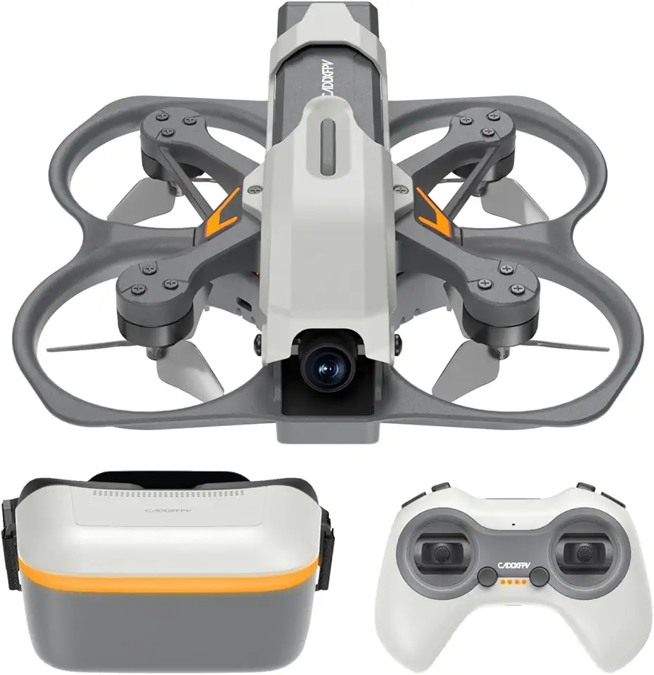 CADDXFPV Kit Protos FPV Drone RTF, Walksnail integrado 6g VTX, transmissão de vídeo digital HD 1080p/60fps, tela de óculos FPV de 4,5 polegadas, hub de carregamento 3 em 1 para 3 baterias, suporta 3