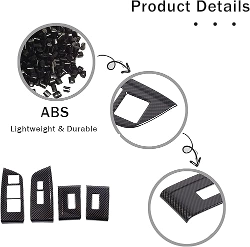 Miniatura 5 de 4 piezas Panel de Interruptor de Elevación de Ventana Marco Cubierta Moldura para Honda Pilot 2016-2022Passport 2019-2023, Material ABS Accesorios