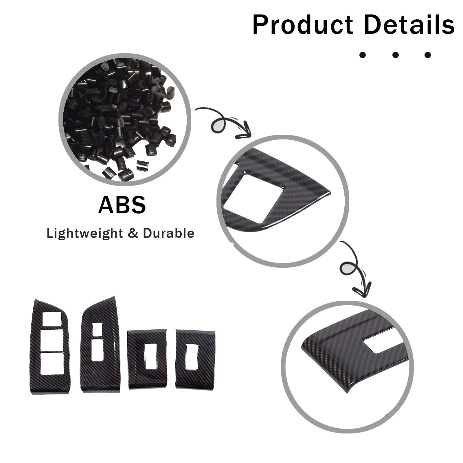 4PCS Window Lift Switch Panel Frame Cover Trim for Honda Pilot 2016-2022 Passport 2019-2023 ABS Material Car Door — view 5