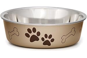 Personalized Dog Food Water Bowl: Bella Bowls No Tip No Spill Extra Large (Champagne)