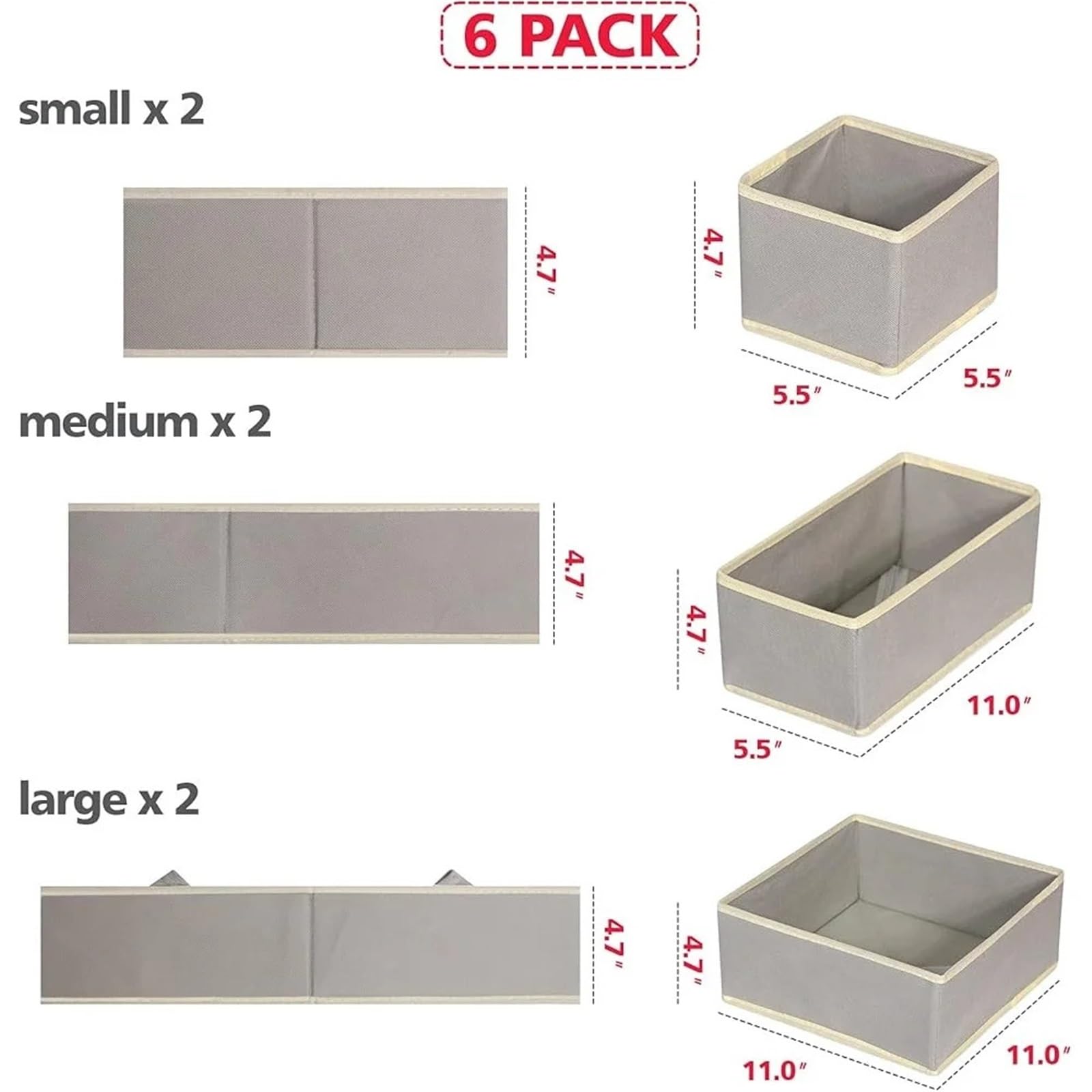 6 pezzi di contenitori pieghevoli in tessuto, organizer, divisori for vestiti Per Armadi E Camere Da Letto