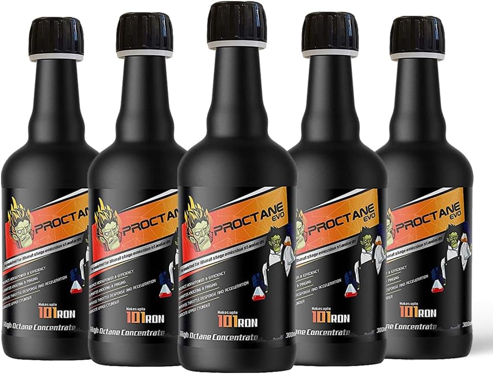 - EVO Octane Booster with Ethanol Stablizer for Petrol Car and Bike - Prevents Fuel Consumption, Increases Mileage & Engine Power (BS3, BS4 & BS6 Vehicle Compatible) (300 ml, Pack of 5)