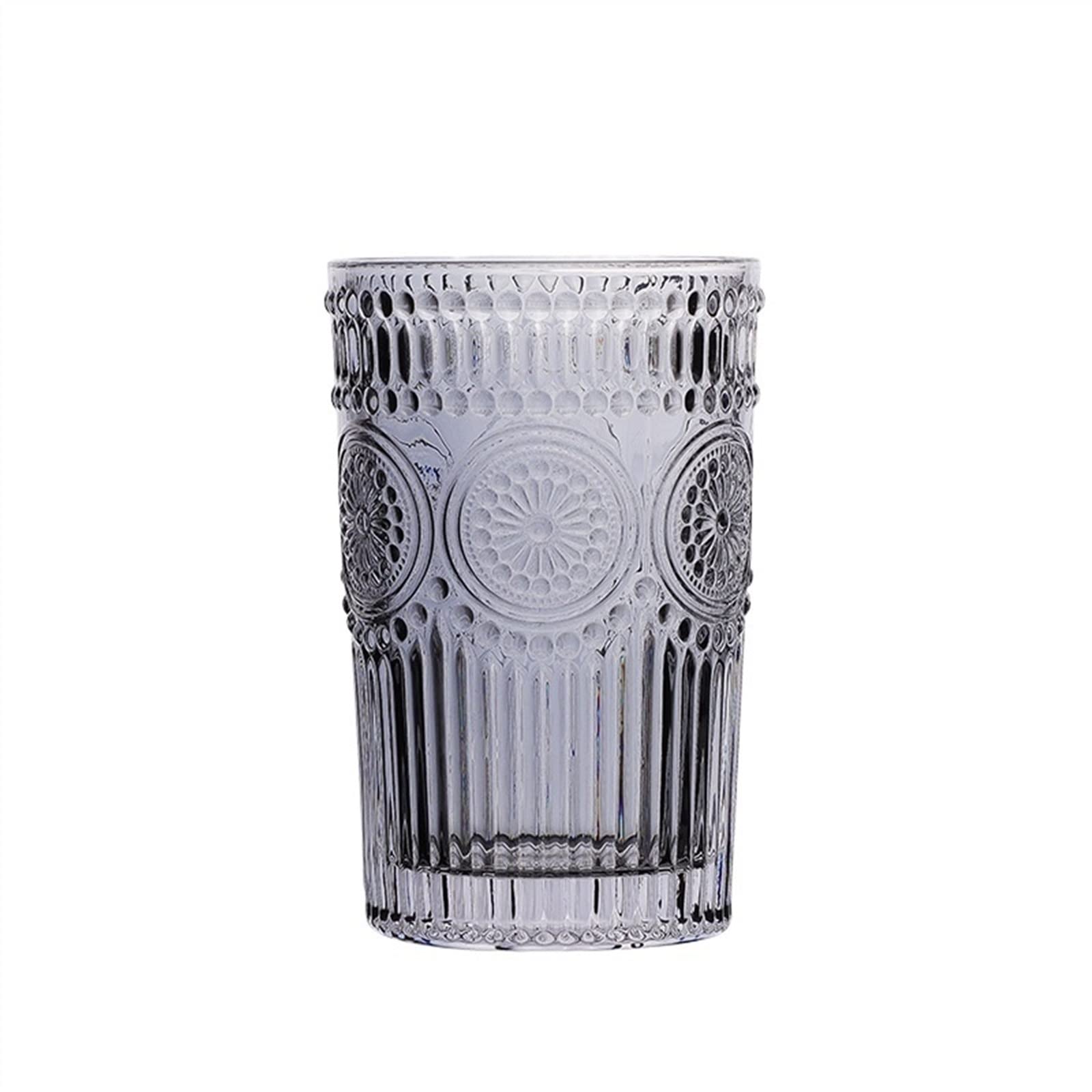 YLWX European Style Gold Relief Clear Glass Toothbrush Holder Retro Wash Cup Light Luxury Couple Mouthwash Cup Hotel Toothbrush Cup Water Cup (Color : Soot 380ml)