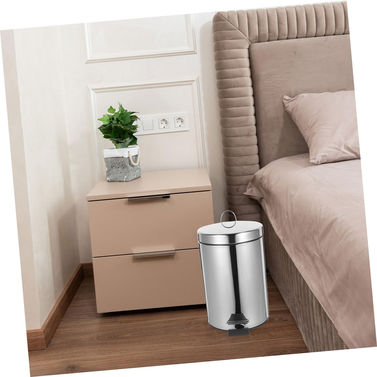 PRETYZOOM Edelstahl Mülleimer 5l mit Deckel und Tretmechanismus Kompakter und Robuster Abfalleimer für Badezimmer und Toilette Geräuscharm und Platzsparend
