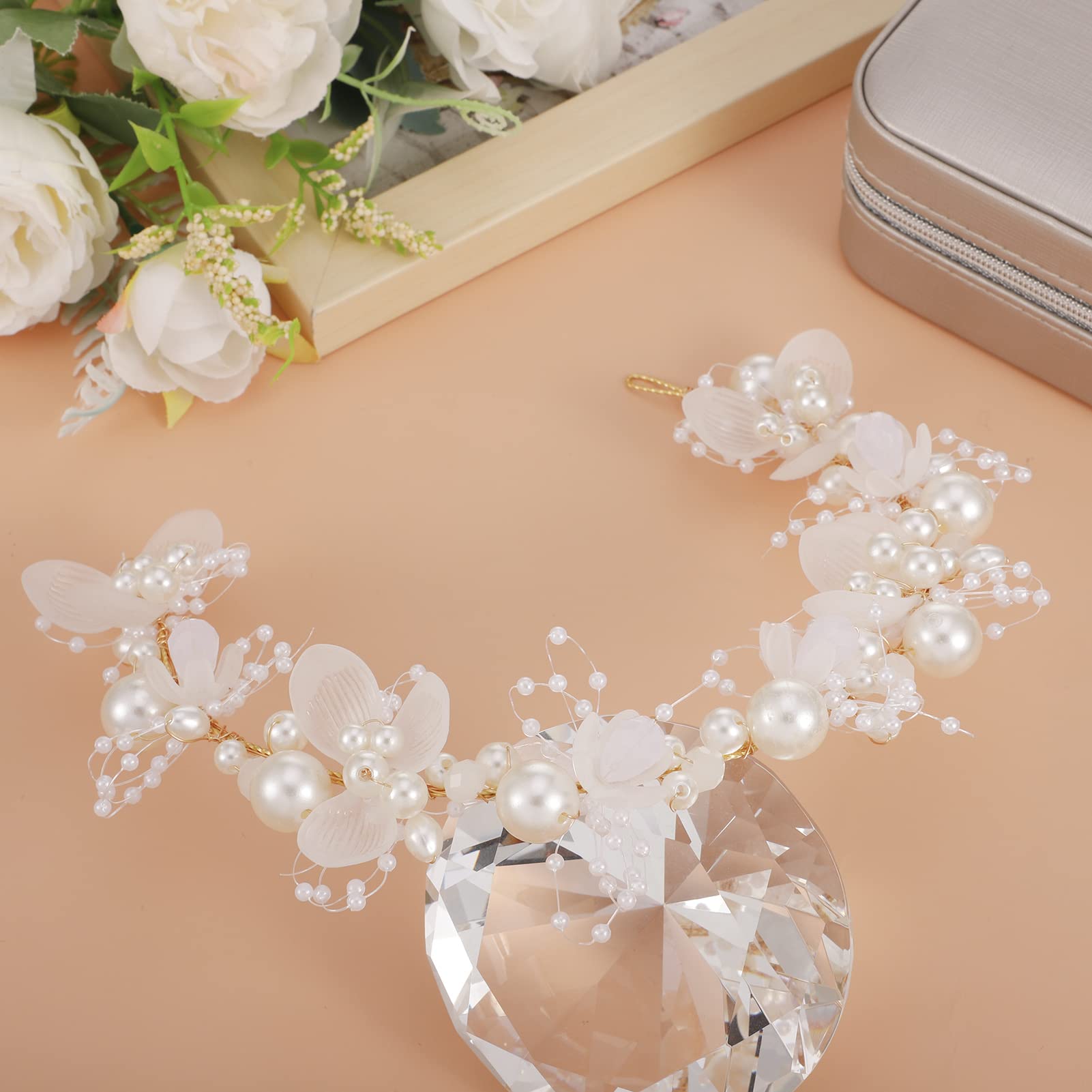 Fascia Per Capelli SUSSURRO Con Fiori E Perle Dorate – Tiara Rampicante Principessa, Per Bambine E Ragazze, Accessorio Elegante Per Feste E Matrimoni