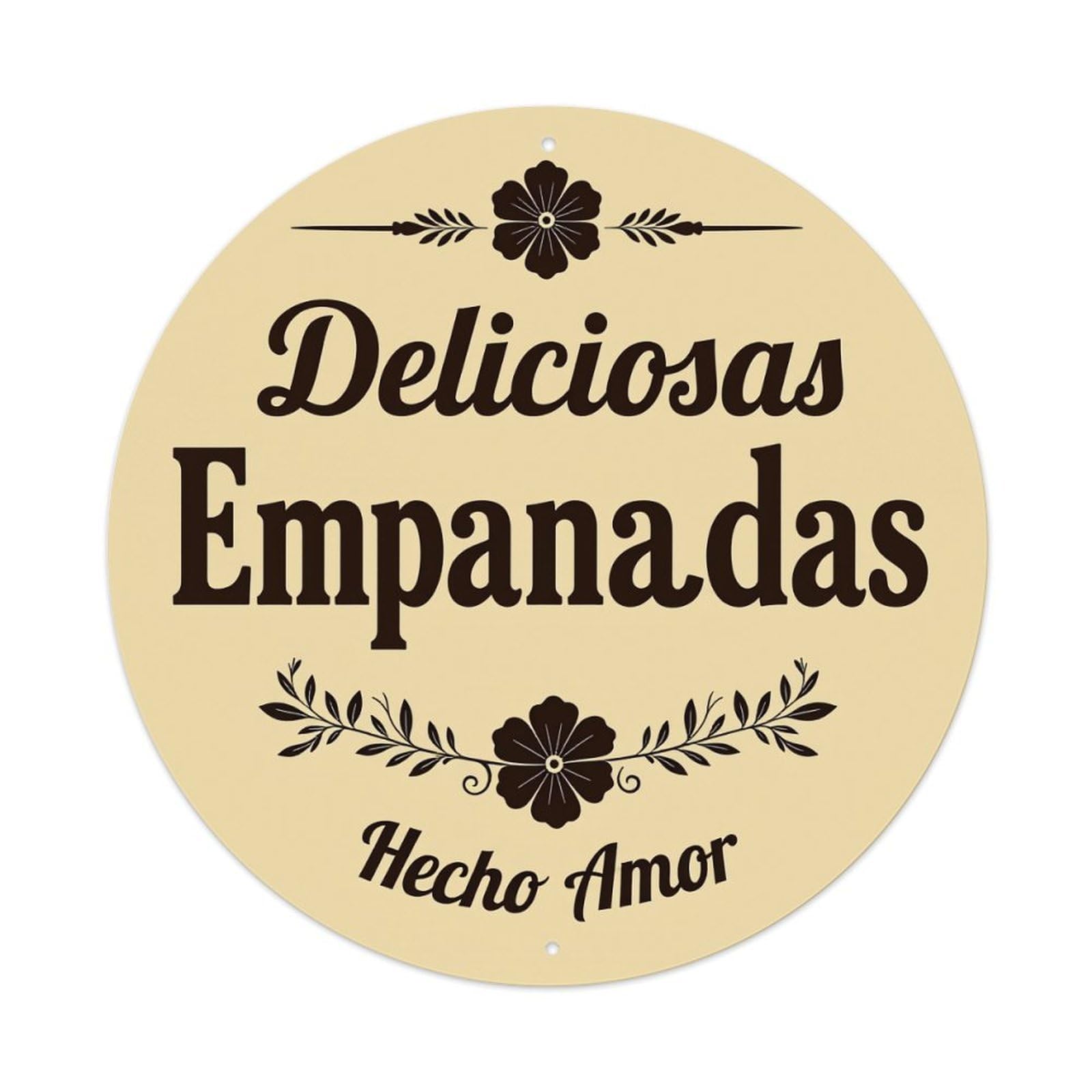 Delicious Empanadas Made with Love Round Tin Sign Vintage Metal Poster, Home Bar Garage Man Cave Cafe Indoor & Outdoor Wall Decoration 8x8Inches