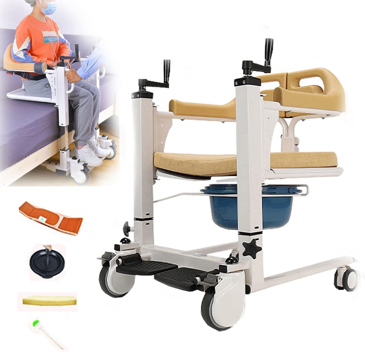 Ascenseur portatif de transfert de patient de prévention de chute avec l'ascenseur patient fendu de 180° avec le fauteuil roulant d'ascenseur de patient d'hôpital à la maison de chaise d'aisance