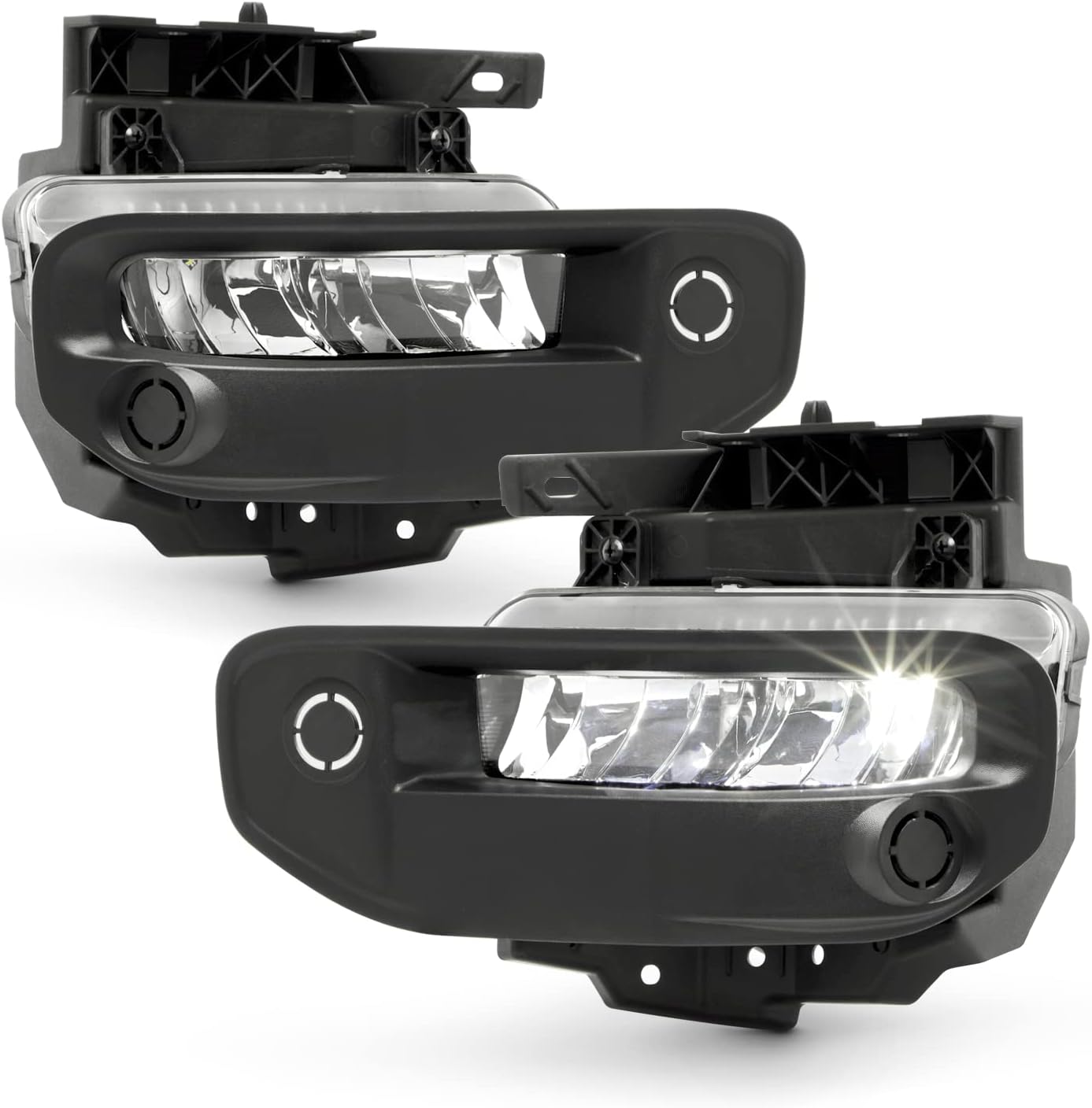AKKON - Fits 2019-2024 Ram 1500 Pickup Truck [LED Type] Bumper Chrome Fog Lights Pair w/Wiring Harness Screw Switch