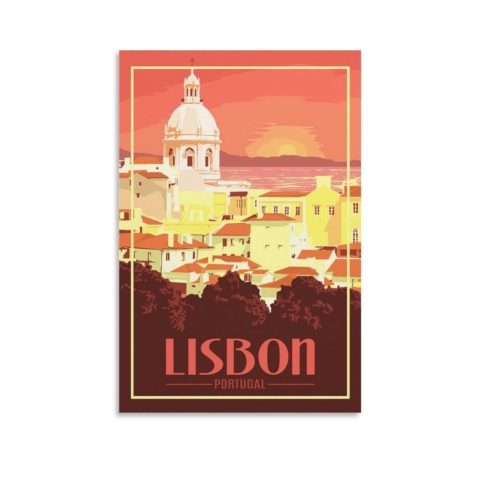 Lisbon Portugal Vintage Travel Posters Landscape 08x12inch(20x30cm) Wall Art Picture Print Canvas Art Poster Modern Family Bedroom Decor Posters