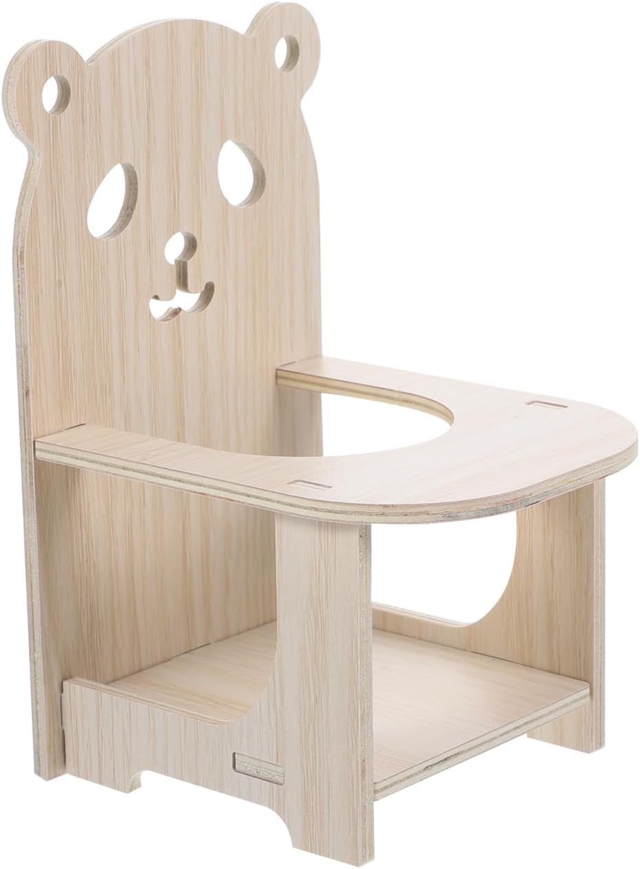 HANABASS Hamster Chair with Tray Mini Wooden Feeding High Chair Small Pet Habitat Furniture for Hamsters Guinea Pigs Chinchillas 4.52X3.93X6.69 Inches