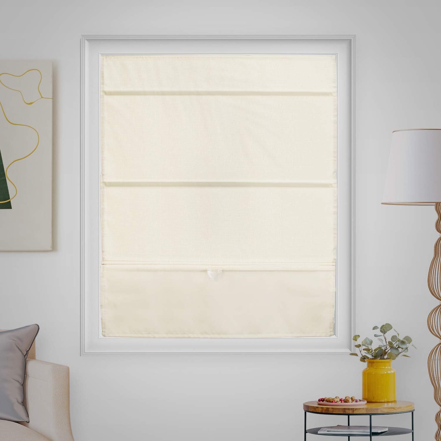 CHICOLOGY Roman Shades for Windows , Window Shades for Home , Roman Shades , Window Treatments , Room Darkening Shades , Roman Window Shades , 35"W X 64"H, Runway Cream (Light Filtering)