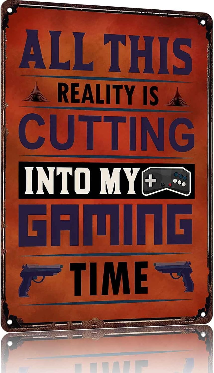 Funny Retro Gaming Decorative Metal Sign 8x12 Inch For Game Room Decor