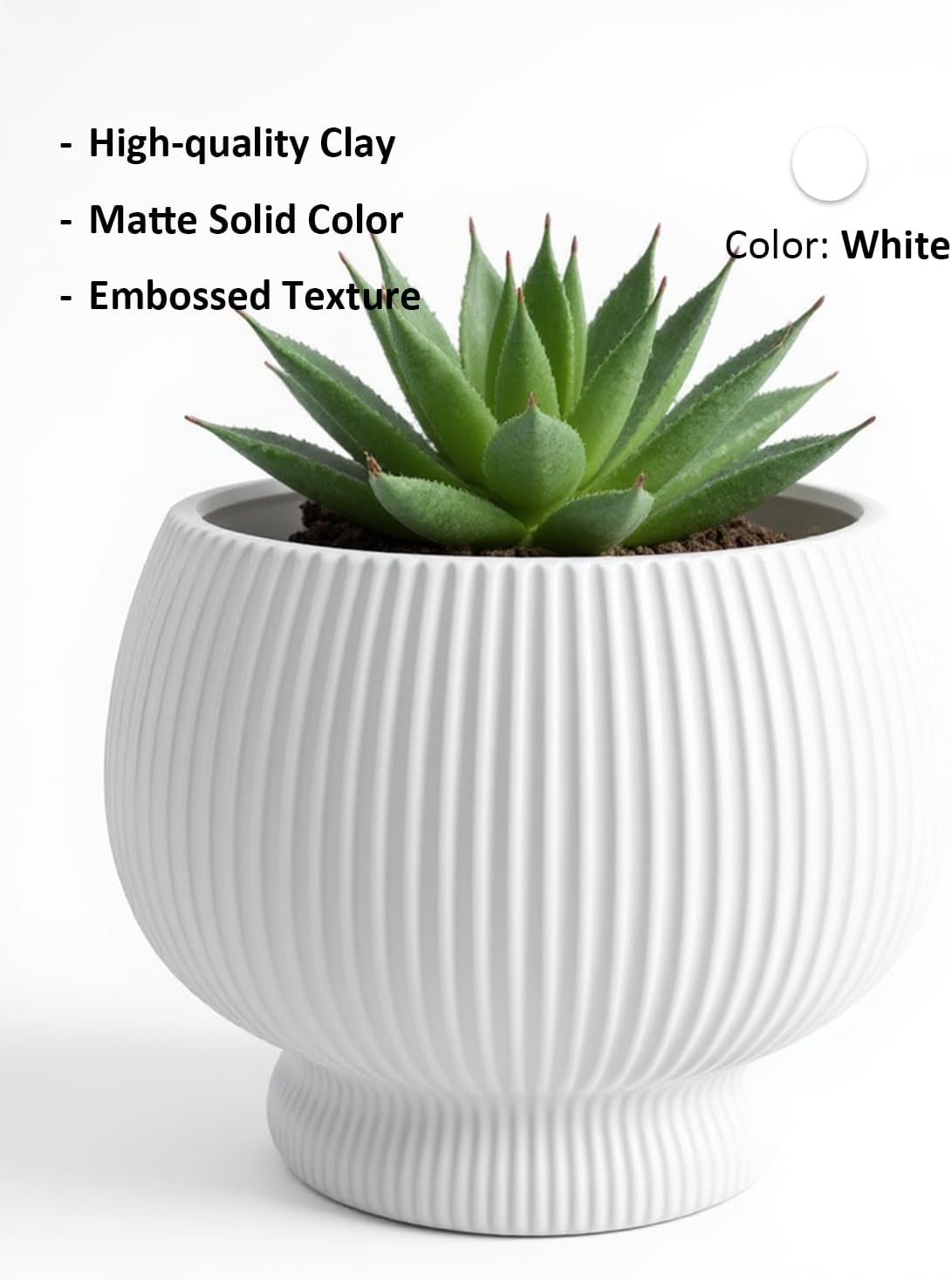 OXART 9.4 Inch Plant Pots, Ceramic Planters for Indoor Plants, Outdoor Flower Pots for Plants with Drainage Holes, Decorative Pot for Flowers & Herbs, No Trays, White