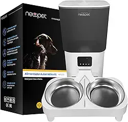 6L Comedouro Elevado para 2 Cäes, WiFi Alimentador Automático Gatos com Controle de Aplicativo, Fonte de Alimentação Dupla