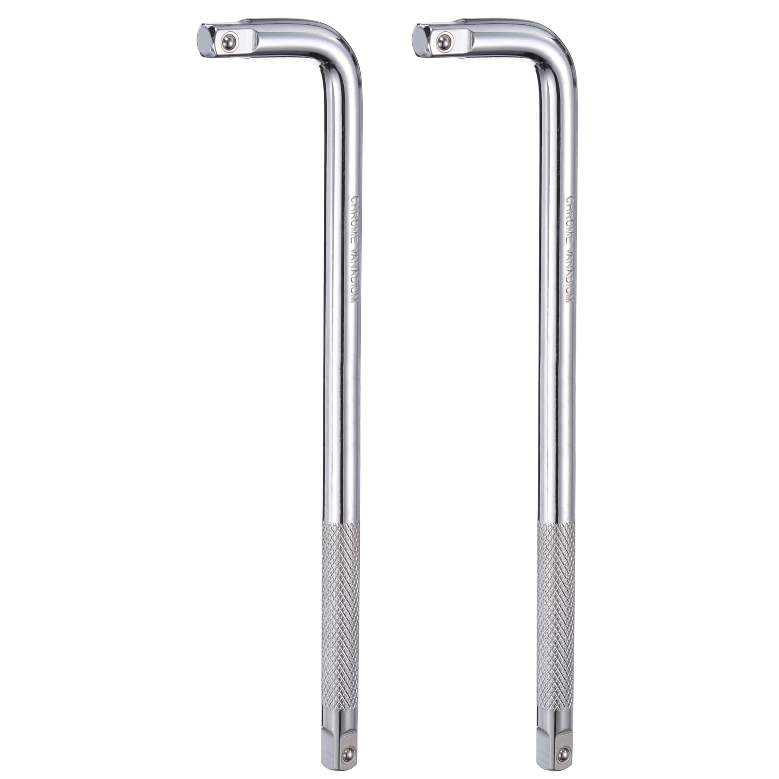 sourcing map 2 Pcs Socket Breaker Bar 1/2" Drive 20" Long 40CR Alloy Steel L-Shape Extension Bar Axle Nut Socket Wrench for Car Mechanical Equipment Repair, Silver