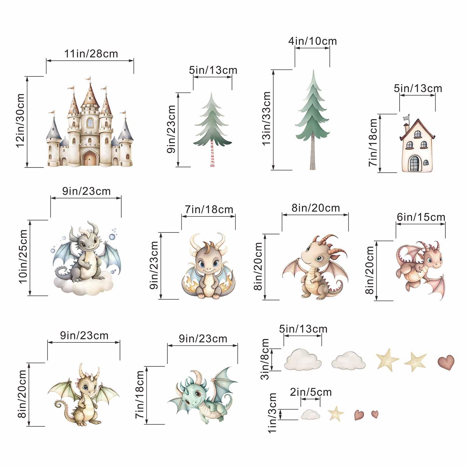 Baby Dragon Wall Stickers for Boys: Peel and Stick Cute Stars Clouds Tree Wall Decals - Wall Decor Art Kids Supplies Ages 1-12 Year - Image 4