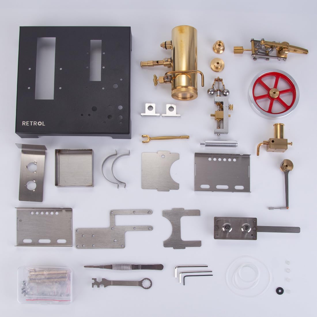 BAUBAUPLAY Kit de machine à vapeur, mini générateur d'électricité et lampes BAUBAUPLAY Kit de machine à vapeur, mini générateur d'électricité et lampes