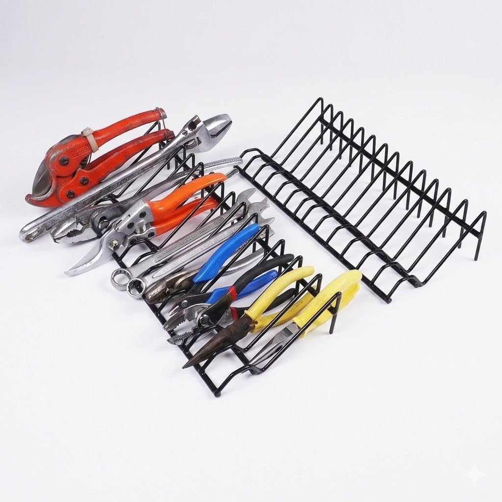 AXL 2 Pack Plier Organizer Rack for Tool Drawer, 30 Slots Total (22 Narrow & 8 Wide), Heavy Duty 1/4" Steel Pliers Holder, Low Profile Mechanic Toolbox Storage