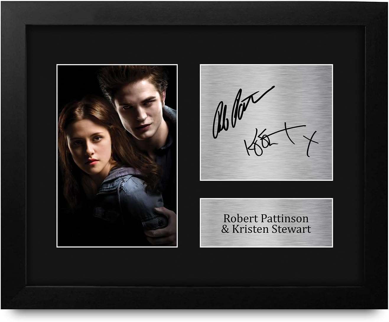 HWC Trading Robert Pattinson & Kristen Stewart Twilight Framed Gifts Printed Signed Autograph Picture for Movie Memorabilia Fans - US Letter Size