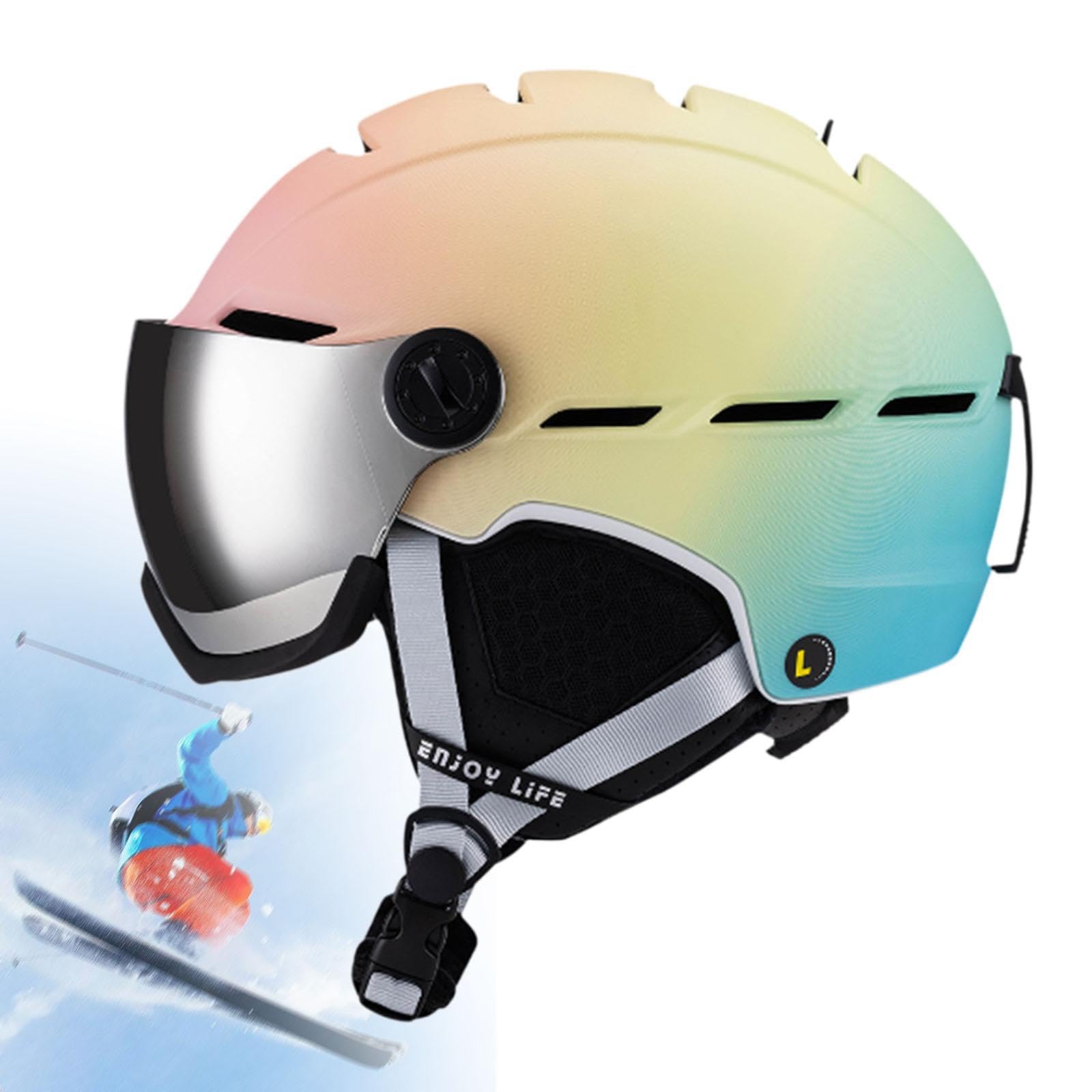 Casco de Esquí con Protección para Snowboard Patinaje Ciclismo Ajustable Y Diseño Integrado de Gafas Fabricado en PC Adecuado para Adultos