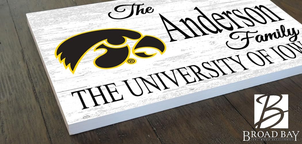 University of Iowa Name Sign Solid Wood for Iowa Hawkeyes Family, Fans, Alumni, Students or Graduation