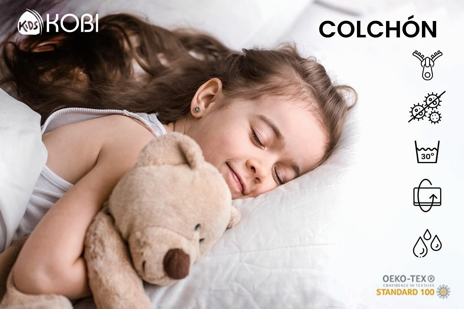 Cama infantil FALA blanca 140x70 con un cajón y un riel
