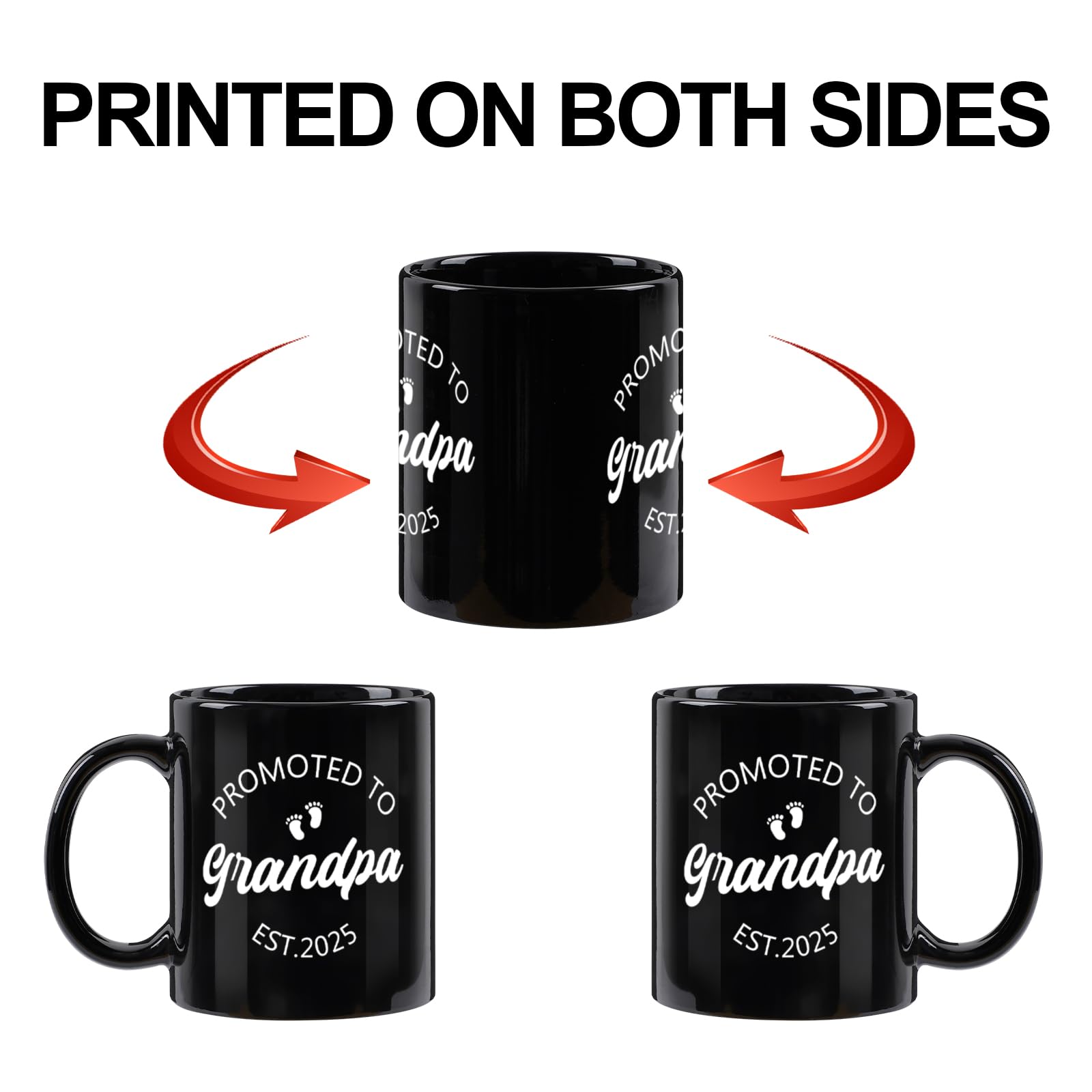 Promoted To Grandpa Est 2025 Mug - 11oz Ceramic, First Time Grandpa Gift For Father's Day, Birthday, Christmas - View #5