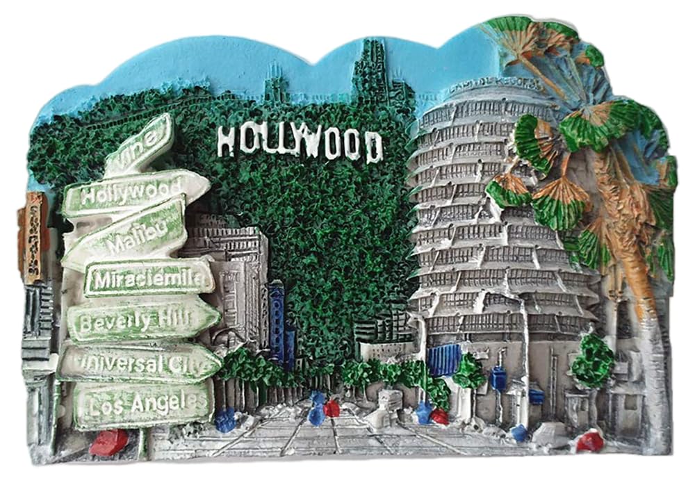 Muyu Magnet Hollywood Los Angeles Usa 3D Fridge Magnet Souvenir Gift Travel Sticker Souvenir Home & Kitchen Decoration Magnetic Sticker Collection America Refrigerator Magnet