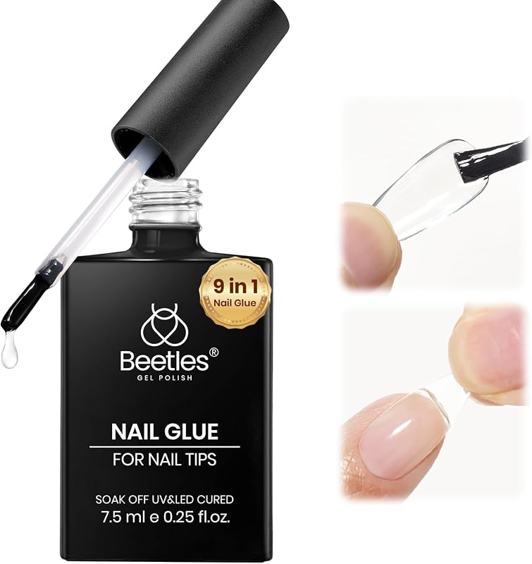 Beetles Gel de pegamento de uñas 9 en 1 para puntas de uñas y uñas acrílicas transparentes | Pegamento de extensión UV de larga duración y curado necesario para puntas de uñas postizas y uñas transparentes