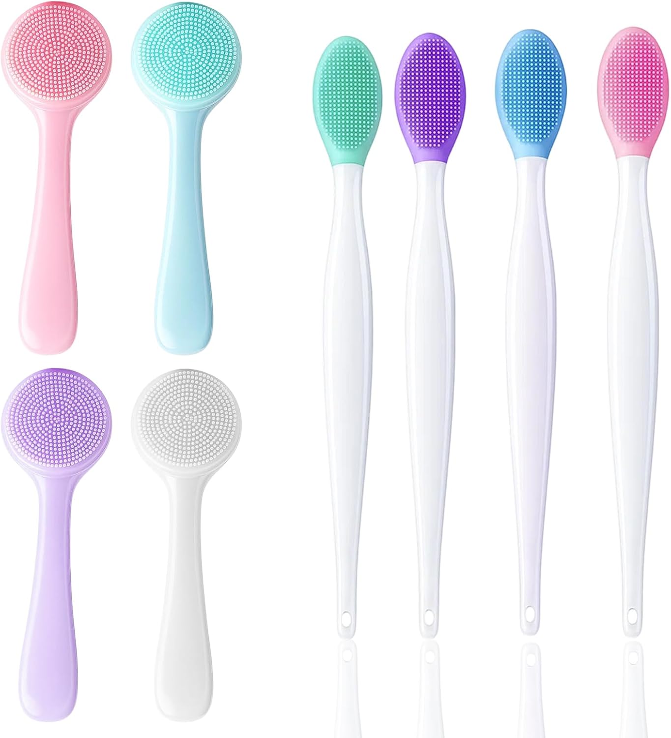 Facial Cleansing Brush, Set of 8 with Food-Grade Silicone for Gentle Cleansing and Pore Cleansing Face Brush, Ideal for Daily Skin Care, Exfoliating Brush