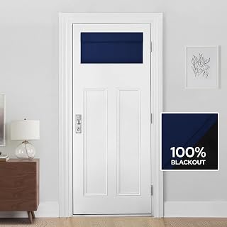 HOMEIDEAS 100% Blackout French Door Curtains, Privacy Small Door Curtains for Window, 26 X 12 Inch Shades for Front Window, Thermal Insulated Covering, 1 Panel, Navy Blue
