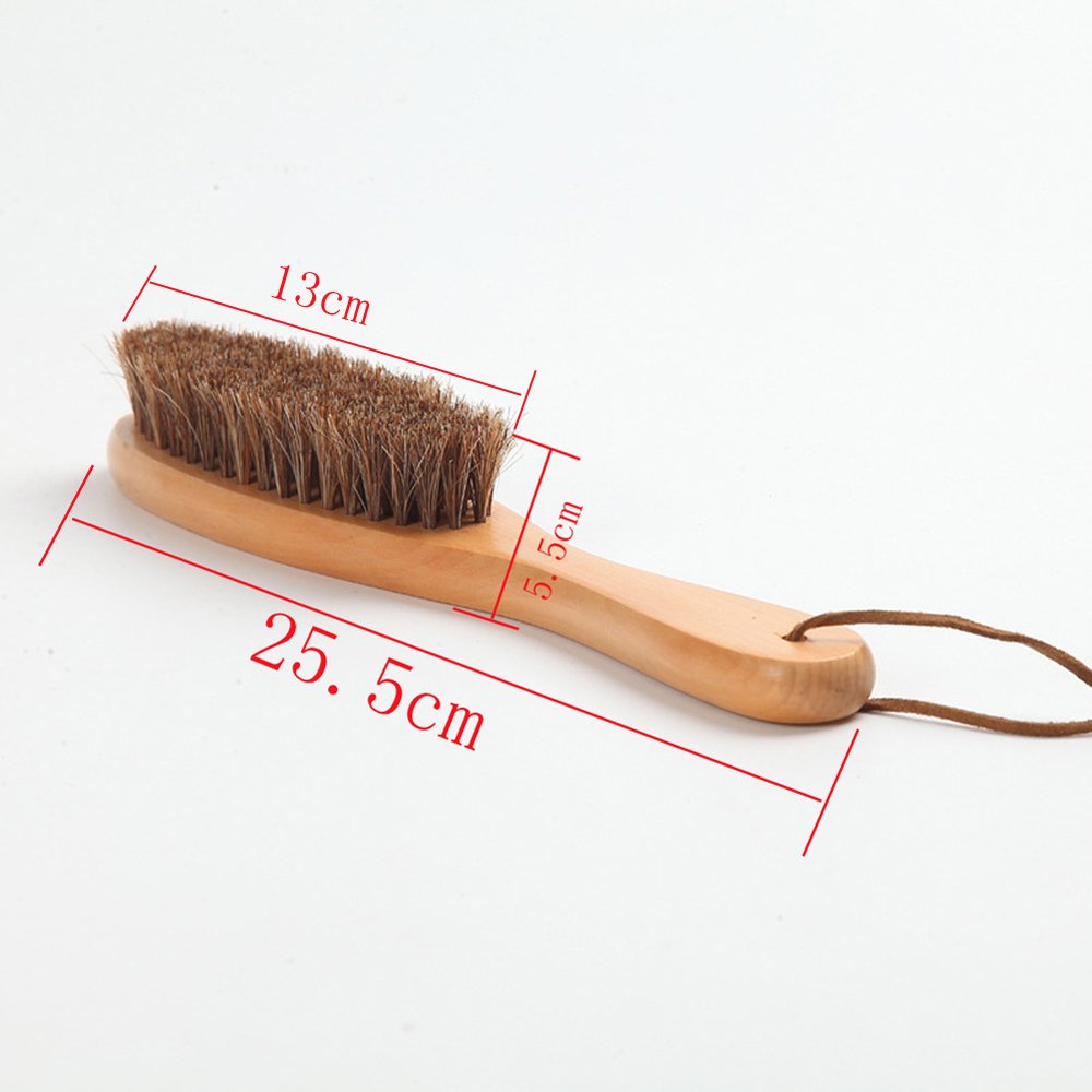 Brosse à Chaussures En Crin De Cheval - Double Face, Poignée Longue, Pour Cuir Et Entretien
