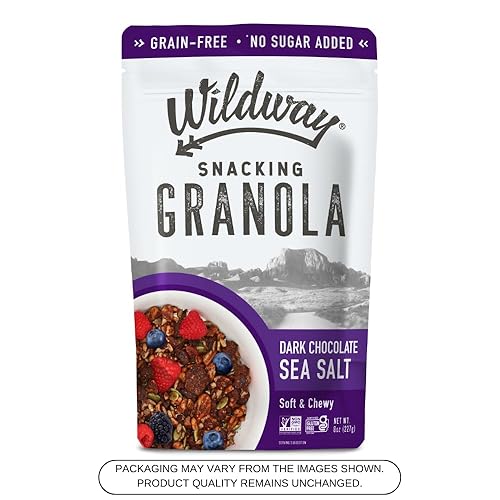 Miniatura 7 de Wildway Vegan, sin gluten, granola sin cereales, sal marina de chocolate oscuro, 8 oz, paquete de 3