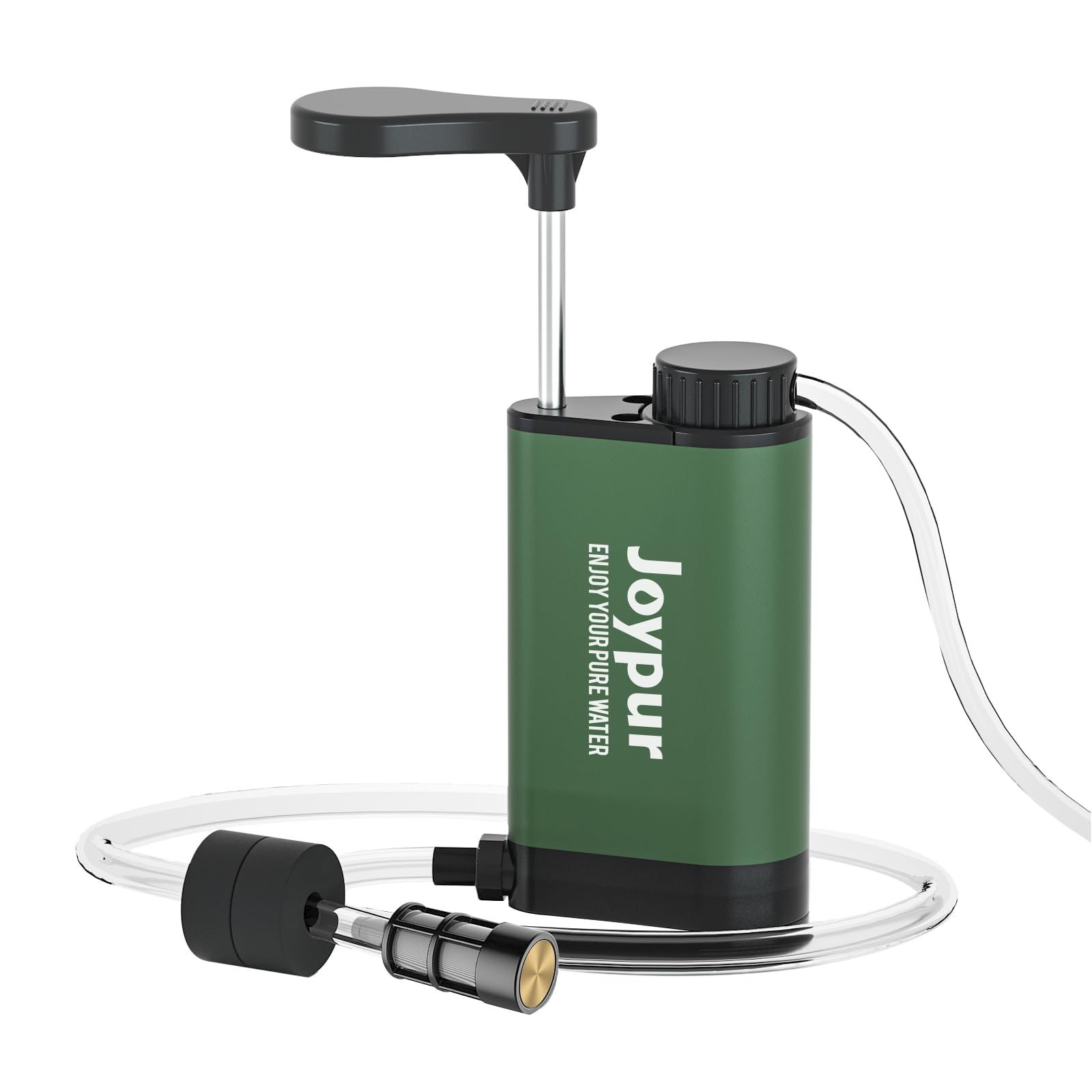 Filtre à eau Survie en plein air - Filtre à eau potable en métal avec une capacité de filtration de 6000 L Purificateur d'eau portable pour le camping la randonnée l'urgence etc. (Vert armée)