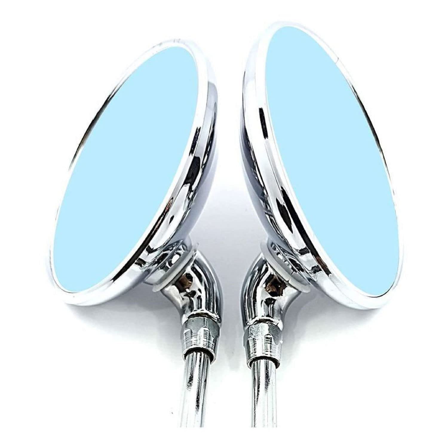 B.K ACCESSORIES Bike Round Rear View Mirrors Set Chrome Compatible for Bullet 350cc / 500cc - Model's Right/Left
