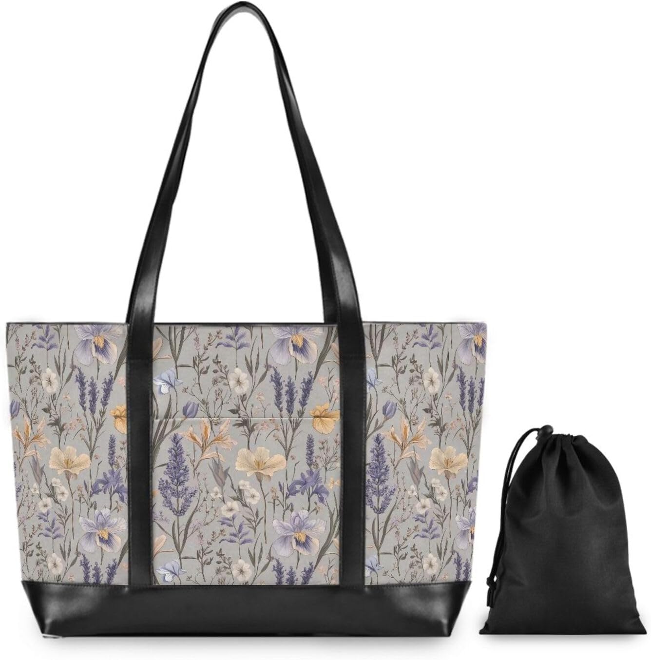 Flowers Purple Lavender Grey Professional Bag for Women 14 with Zipper 14 Inch Bag for Flight with Tablet estuche para laptop 14 pulgadas