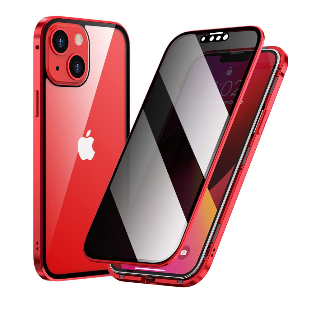 Coque de protection magnétique en verre iPhone 8 métal rouge - 8