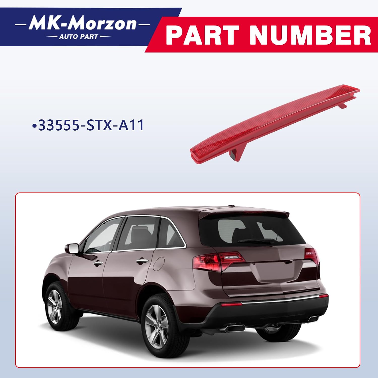 Left Driver Side Rear Bumper Reflector Trim Lamp Compatible with 2010-2013 Acura MDX Replaces# 33555-STX-A11