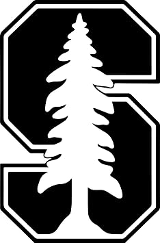 Stanford University 6" Tall S Tree College Mascot Logo Die Cut Decal - Black Color