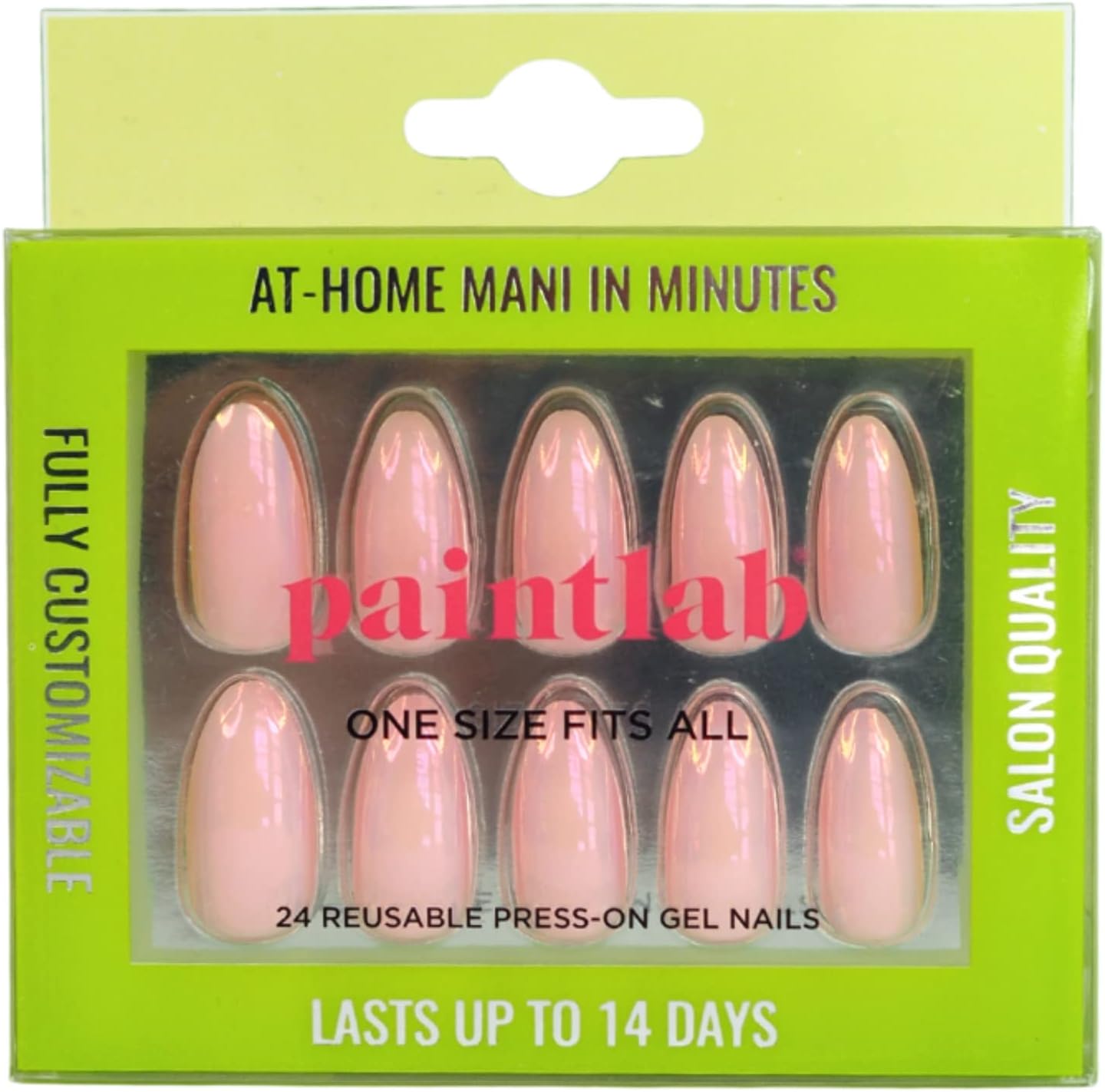 PaintLab Press On Nails, 24 Piece Fake Nails Kit Plus Nail Glue, Nail File, Prep Pad and Cuticle Stick, Gel Nail Kit for Women and Girls, Pink Glazed