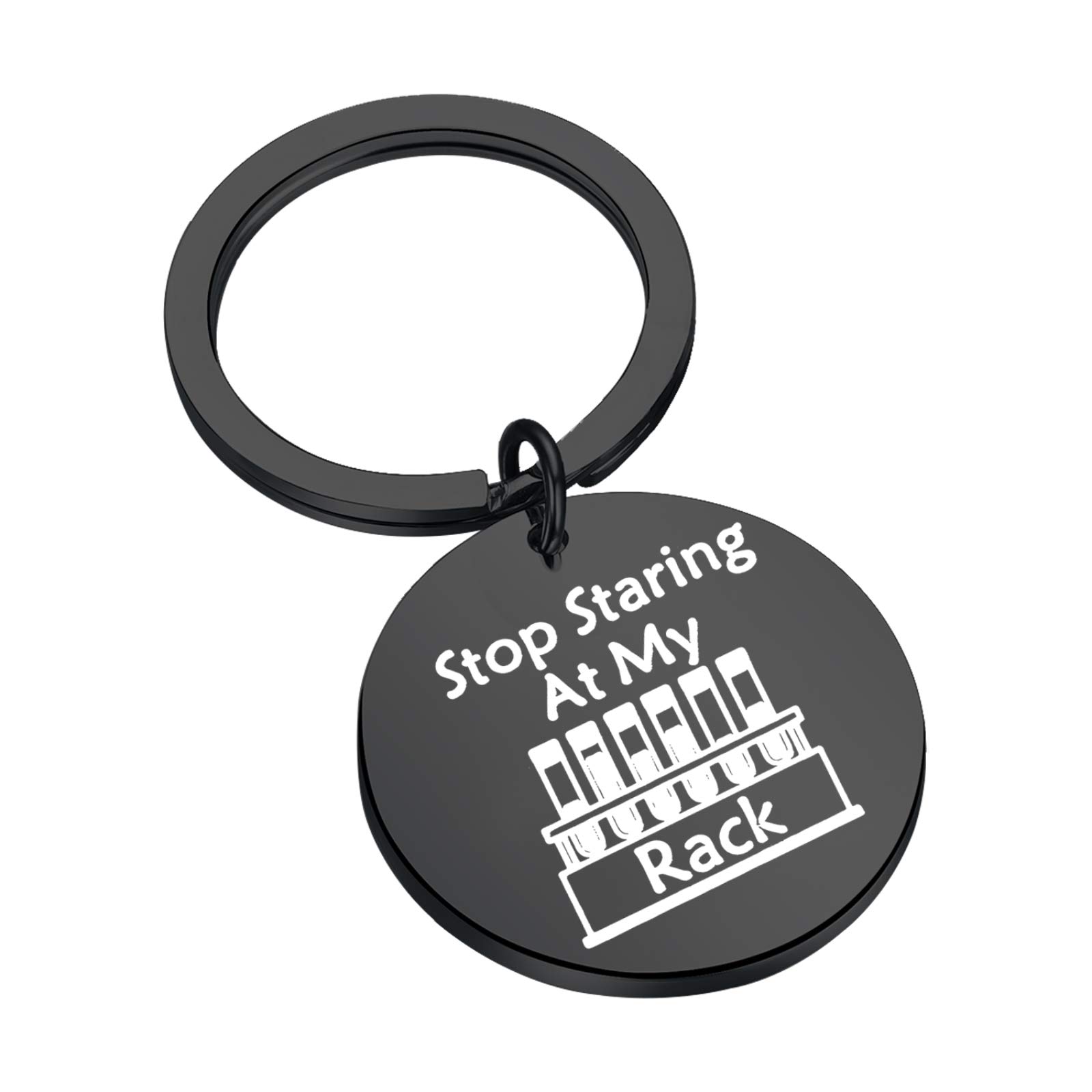 BAUNA Funny Lab Week Lab Tech Gift Laboratory Technician Key Ring Stop Staring at My Rack for Medical Technologist Med Techs