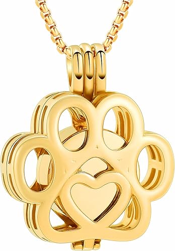 Miniatura 15 de Oinsi Joyería de Cremación de Mascotas Para Cenizas Para Perro/Gato con Forma de Pata de Acero Inoxidable Medallón Conmemorativo Collar de Urna Mini