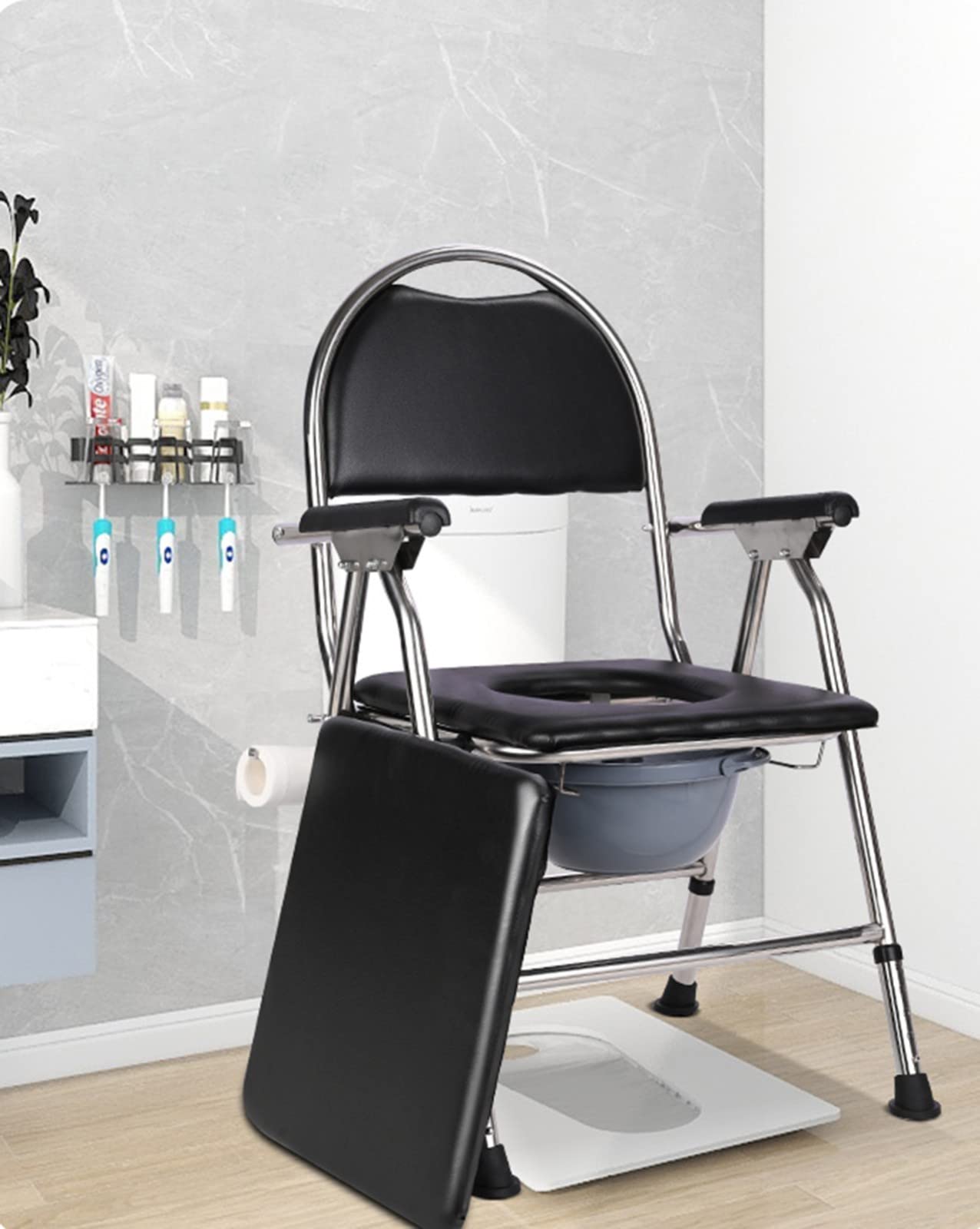 トイレチェア 折りたたみ スチール製