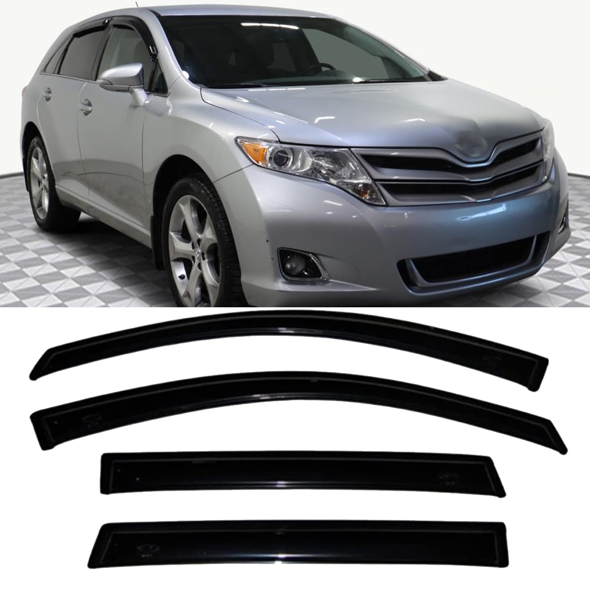 Wensdy 4pcs Side Window Wind Deflectors,Outside Mount Shade Sun rain Guards,Dark Smoke Visors for 2009-2016 Toyota Venza 94162
